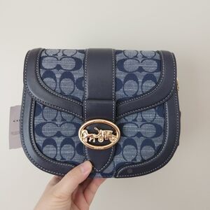Coach Navy Blue Signature Crossbody Bag